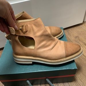 Real leather tan booties